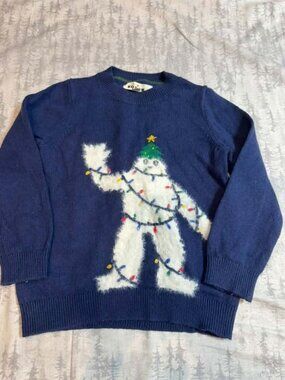Mini Boden Navy Festive Yeti Sweater 4-5Y